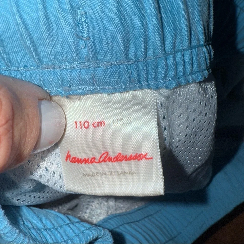 HANNA ANDERSSON Sunblock Embroidered Swim Trunks Blue Boats‎ size 5 or 110
